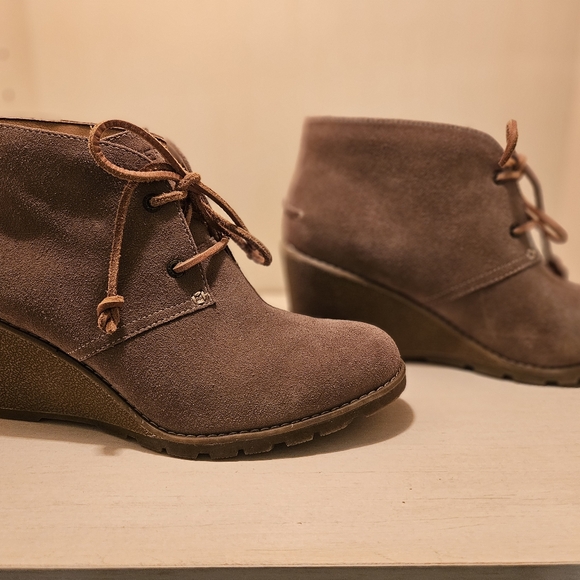 Sperry Top Sider Stella Prow Taupe Beige Leather Suede Wedge Bootie Sz 9M - Picture 8 of 8